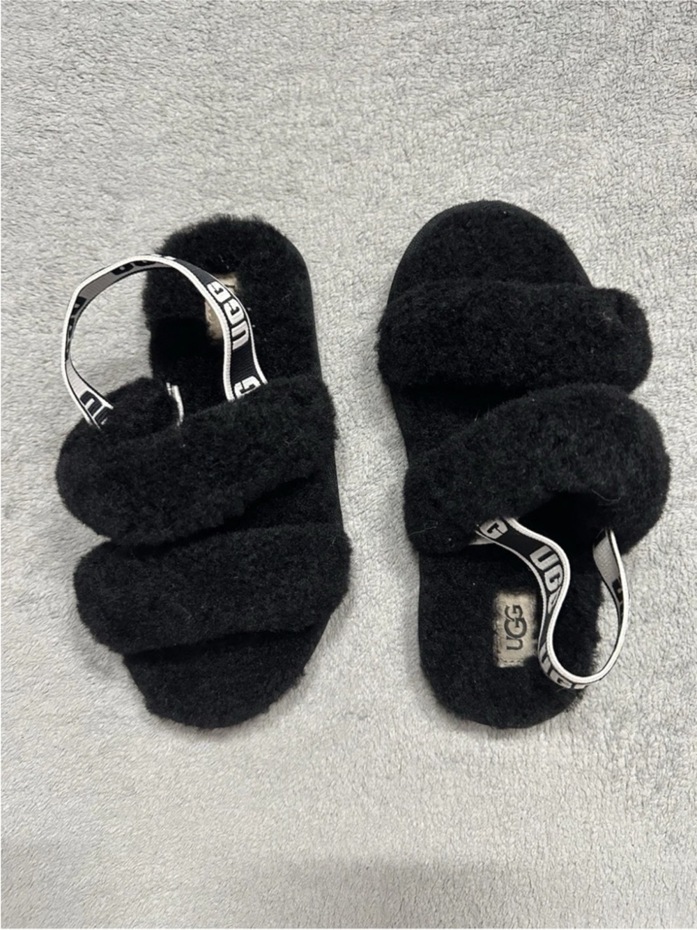 Ugg Oh-Yeah Girls TD 'Black' Slides 1116636T Size 12 - Picture 3 of 7